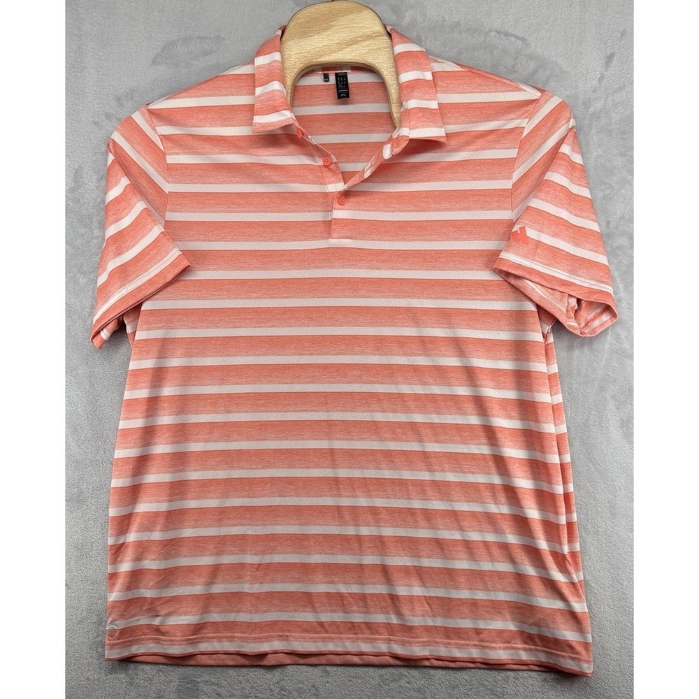 Adidas Golf Salmon Gradient White Stripe Shirt Sleeve Polo Shirt Men's‎ 2XL